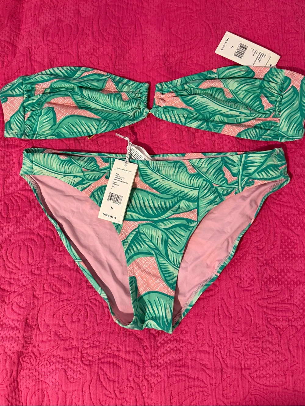 NWT Vineyard Vines Performance Hibiscus Banana Leaf Bikini Large